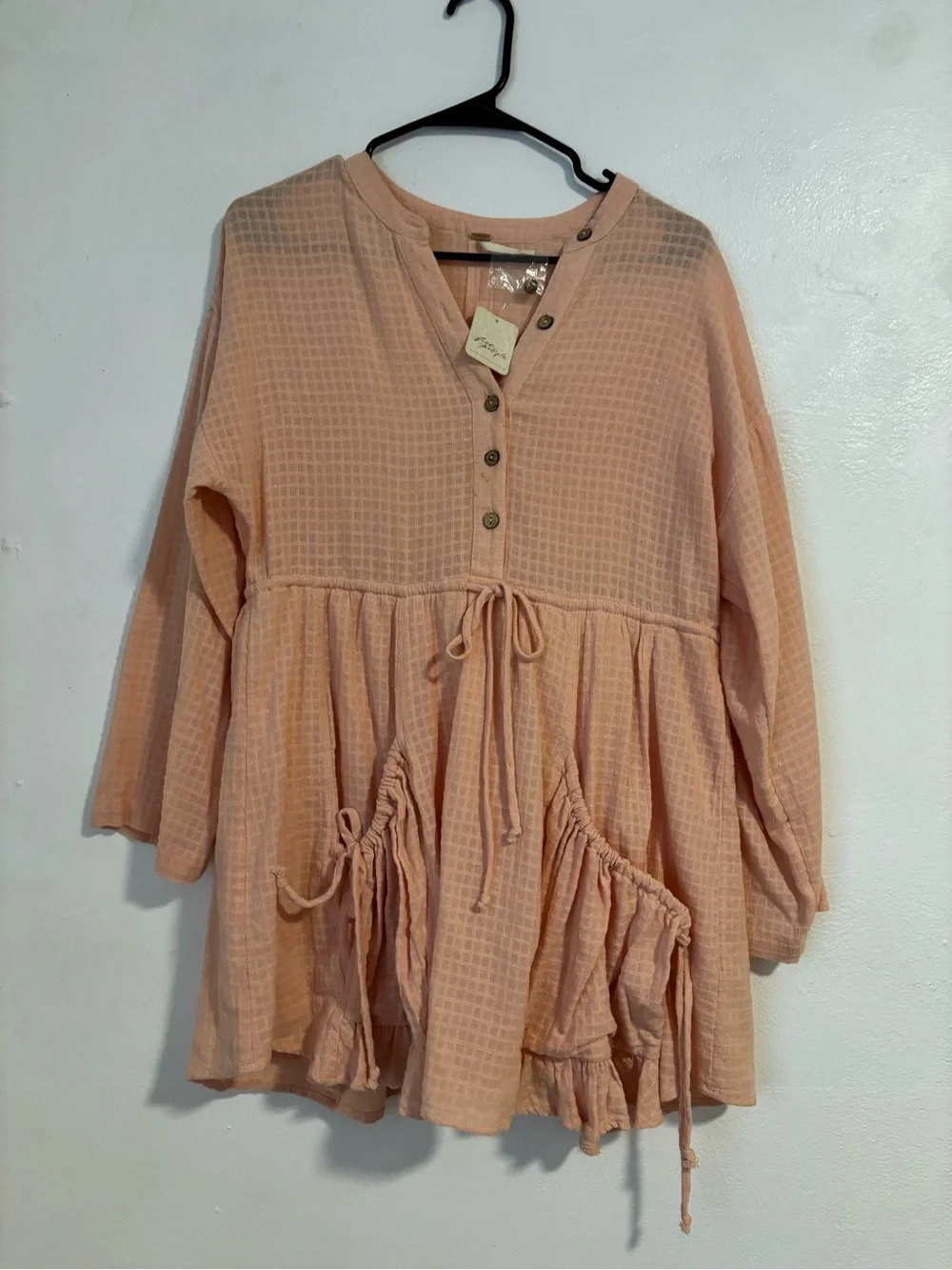 Free People Soft Peach Drawstring Tunic